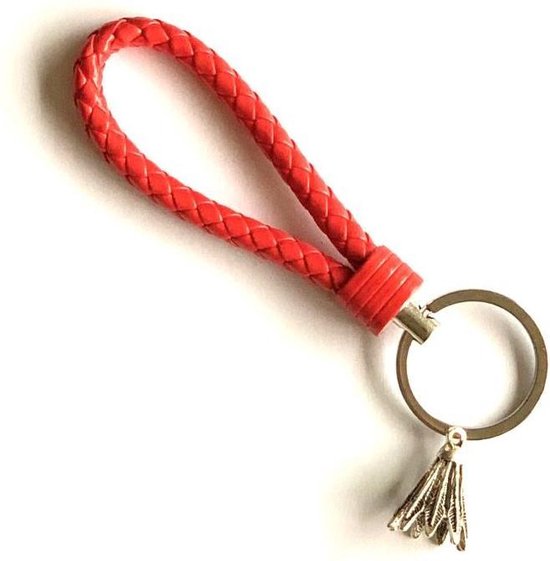 Foto: Sleutelhanger rood badminton shuttle dubbel single racket sport hanger leer sportpresent sportsieraad sieraden team teamkado