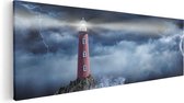 Artaza Canvas Schilderij Vuurtoren op een Storm Zee met Golfen Water - 120x40 - Groot - Foto Op Canvas - Canvas Print