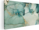 Artaza Canvas Schilderij Abstracte Kunst - Blauwe Marmer met Goud - 100x50 - Groot - Foto Op Canvas - Canvas Print