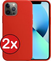 iPhone 13 Pro Max Hoesje Siliconen Case Back Cover Hoes Rood - iPhone 13 Pro Max Hoesje Cover Hoes Siliconen - 2 PACK