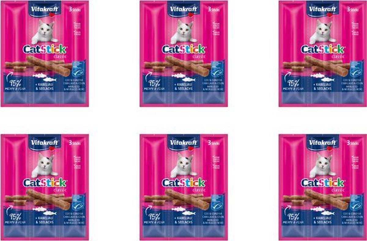 Vitakraft - Kattensnacks - Catstick Mini - Kabeljauw & Tonijn 3 sticks - 75 gram 6D