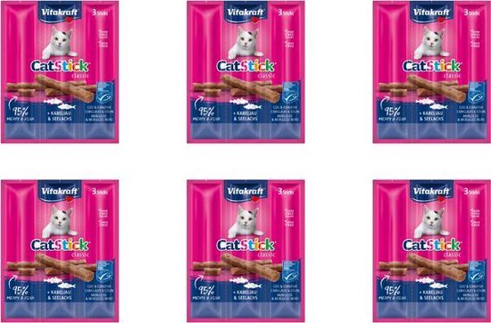 Vitakraft - Kattensnacks - Catstick Mini - Kabeljauw & Tonijn 3 sticks - 75 gram 6D