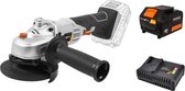 Accu Haakse Slijper 115 mm 18V | Incl. 4Ah Accu & Snellader | Maxxpack® Accuplatform