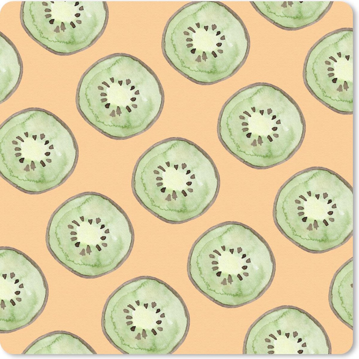 Muismat 20x20 cm - Mousepad Kiwi - Fruit - Waterverf - Sjablonen - Muismatten