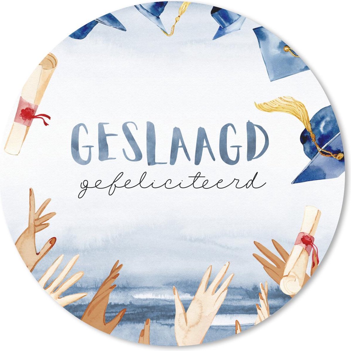 Muismat rond 30x30 cm - Mousepad Spreuken - Quotes - 'Geslaagd' - Afstuderen - Ronde muismatten