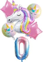 Unicorn Ballonnen – 6-Delige Folieballonnen Set – Cijfer 0