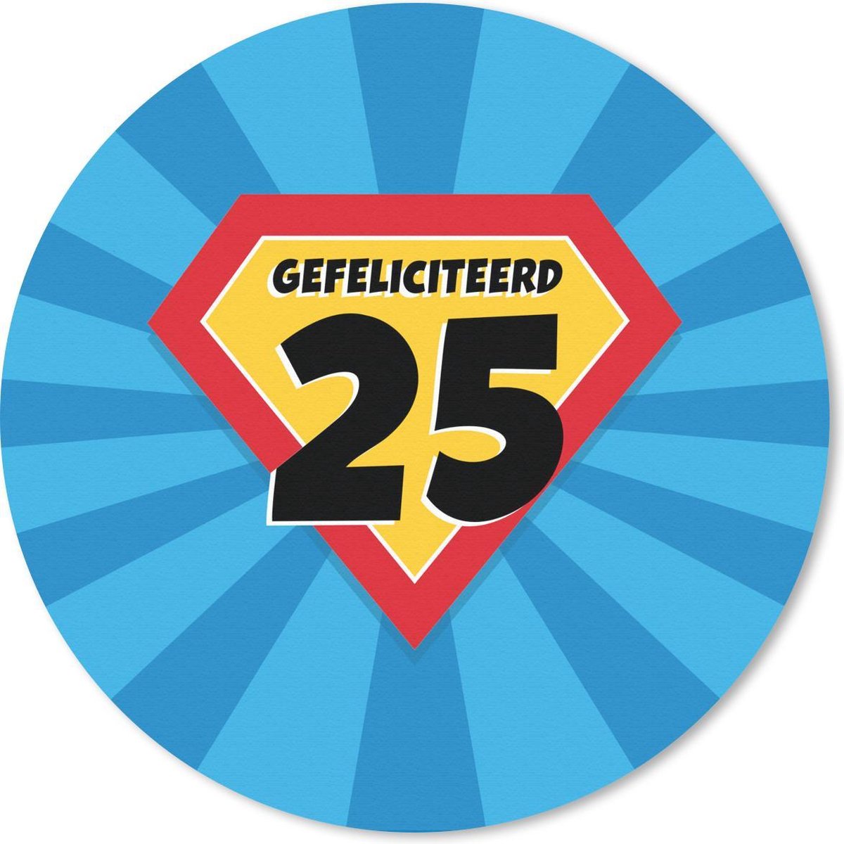 Muismat rond 50x50 cm - Mousepad Verjaardag - 25 jaar - Superheldencape - Ronde muismatten