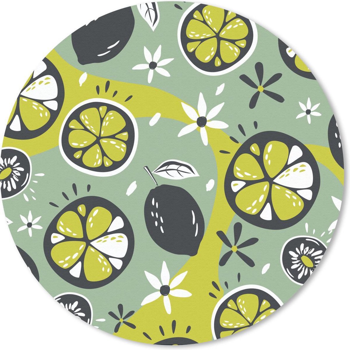 Muismat rond 30x30 cm - Mousepad Zomer - Fruit - Bloemen - Ronde muismatten