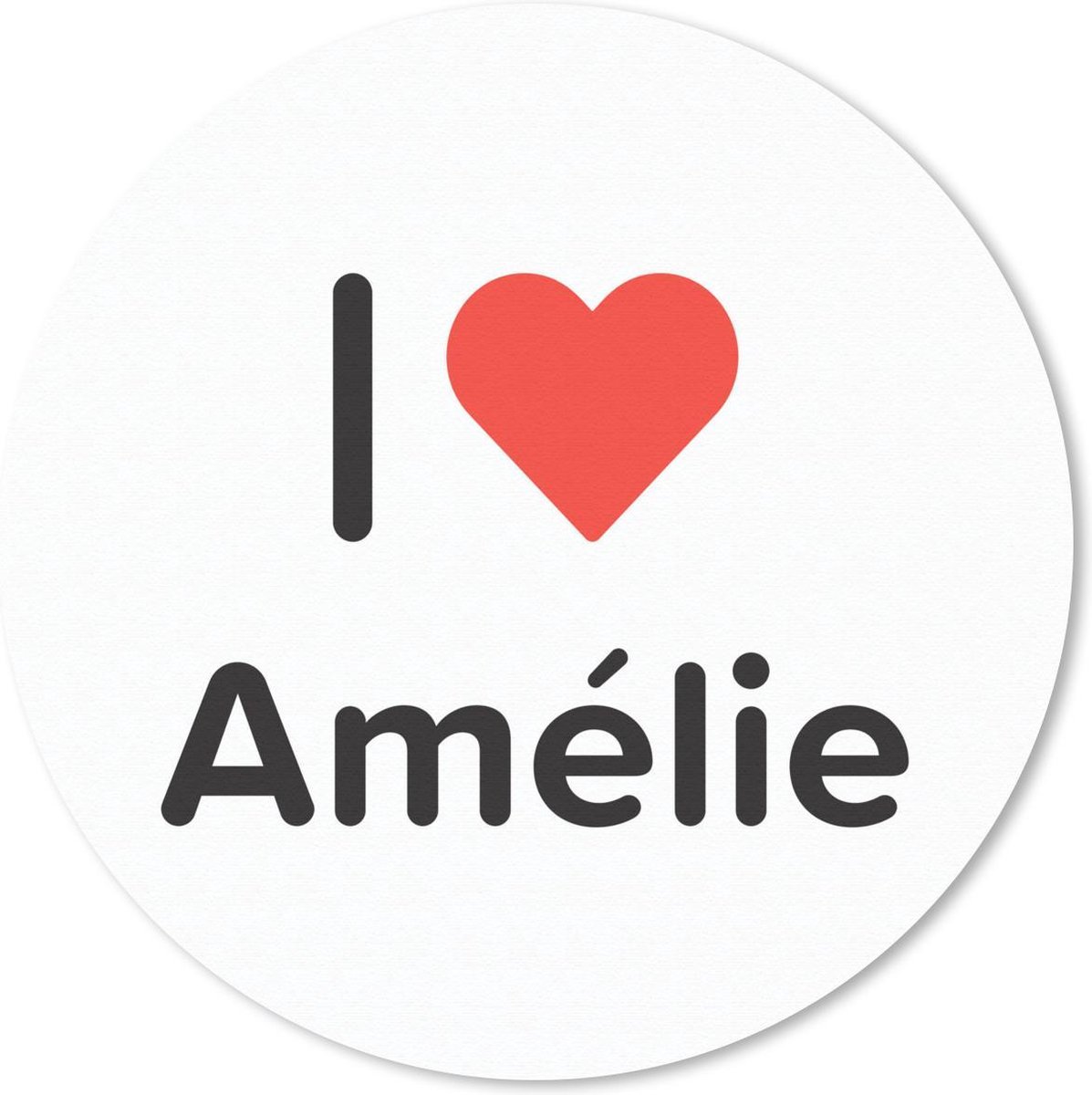 Muismat rond 20x20 cm - Mousepad I love - Amélie - Meisje - Ronde muismatten