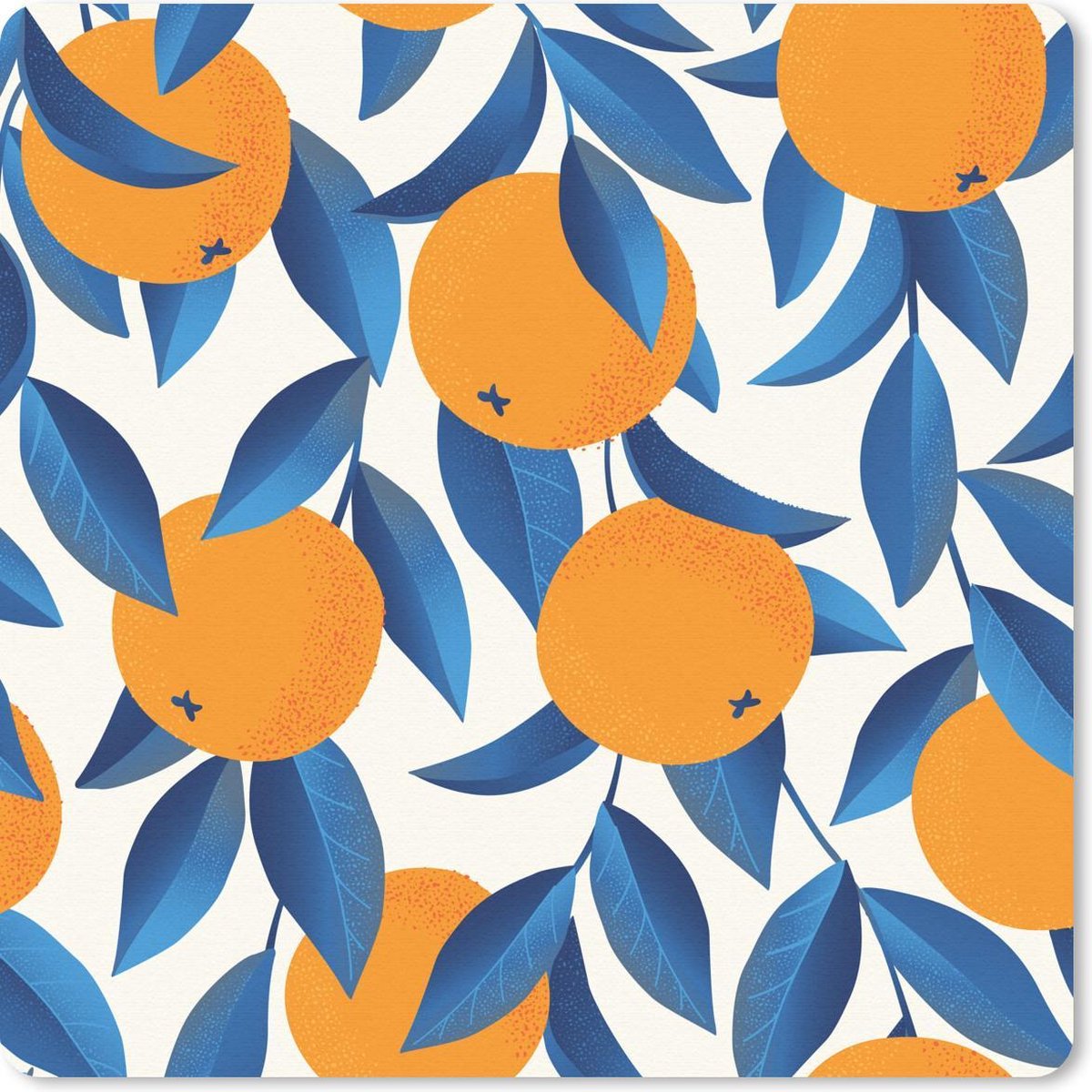Muismat 20x20 cm - Mousepad Sinaasappel - Blauw - Design - Muismatten