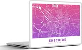 Laptop sticker - 12.3 inch - Stadskaart - Enschede - Paars - Roze - 30x22cm - Laptopstickers - Laptop skin - Cover