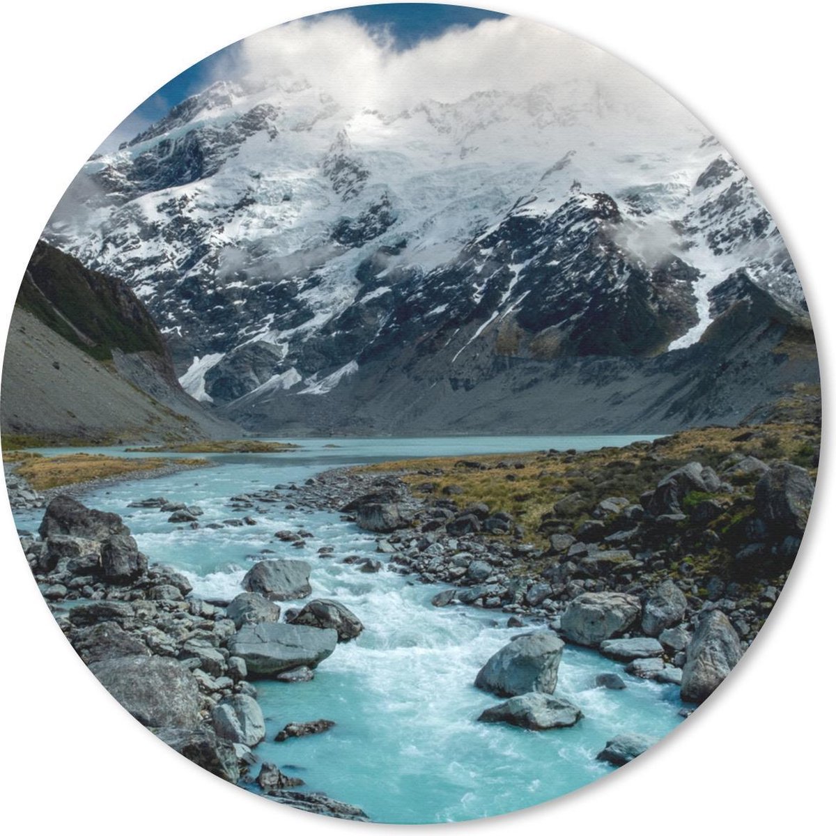 Muismat rond 20x20 cm - Mousepad Nieuw-Zeeland - Rivier - Berg - Ronde muismatten