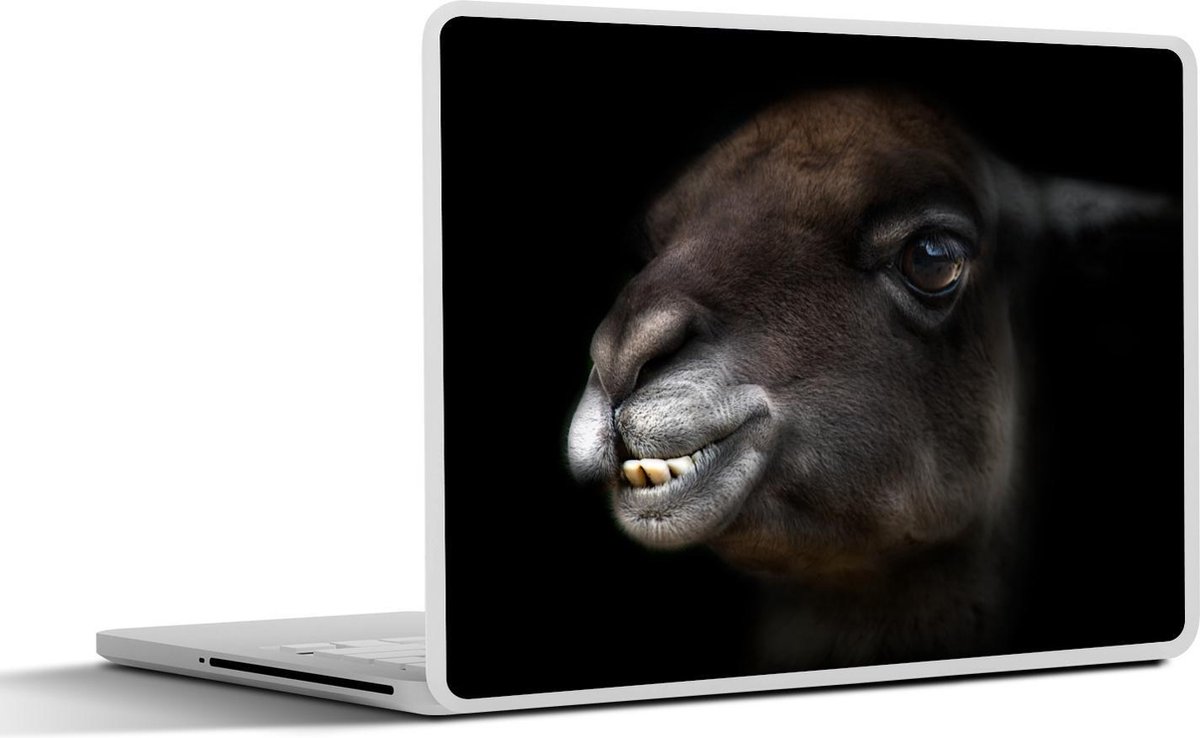 Afbeelding van product SleevesAndCases  Laptop sticker - 11.6 inch - Alpaca - Lachen - Zwart