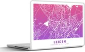 Laptop sticker - 10.1 inch - Stadskaart - Leiden - Paars - 25x18cm - Laptopstickers - Laptop skin - Cover