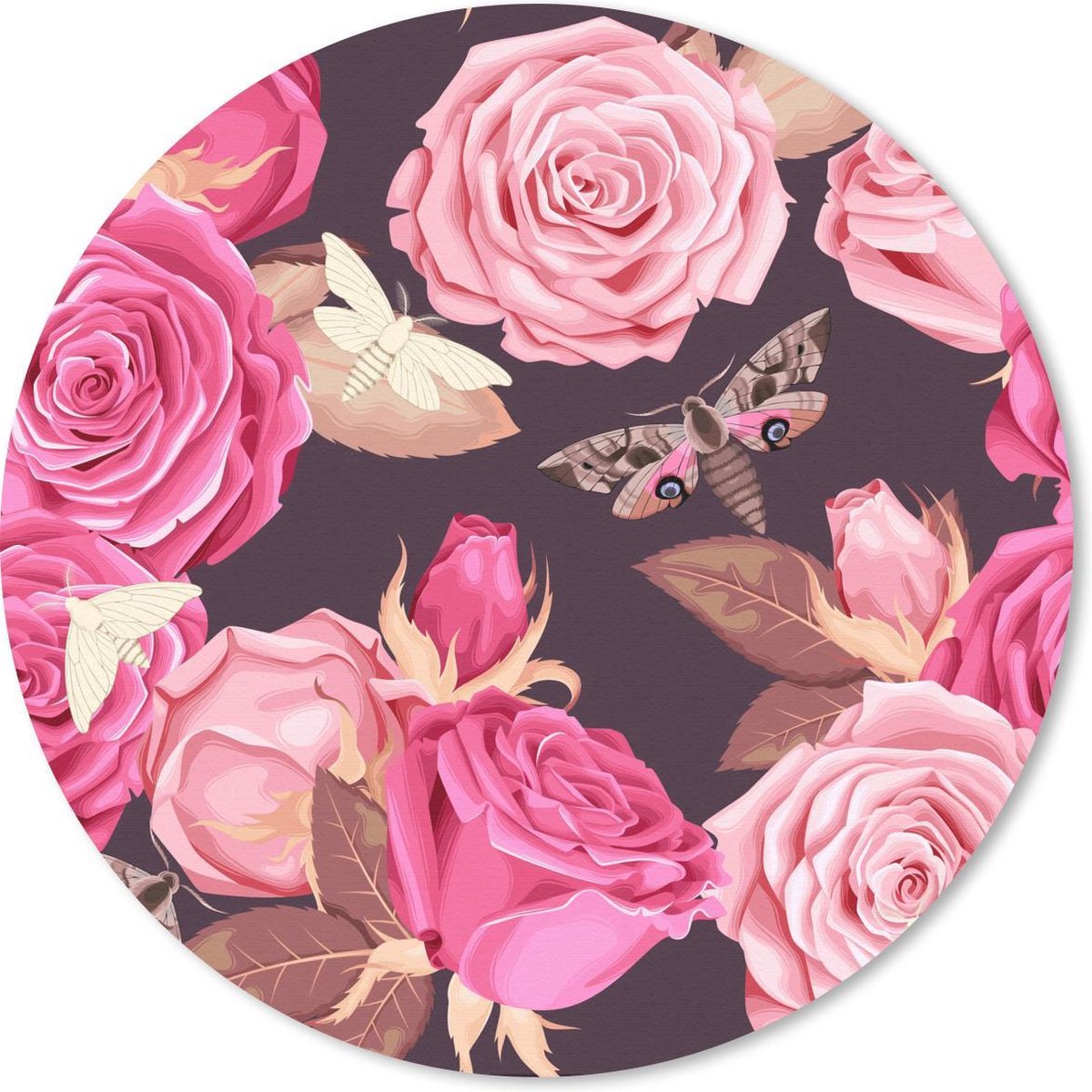 Muismat rond 50x50 cm - Mousepad Rozen - Vlinders - Natuur - Ronde muismatten