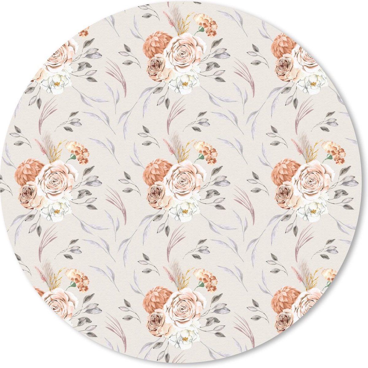 Muismat rond 40x40 cm - Mousepad Rozen - Oranje - Bruin - Roze - Ronde muismatten