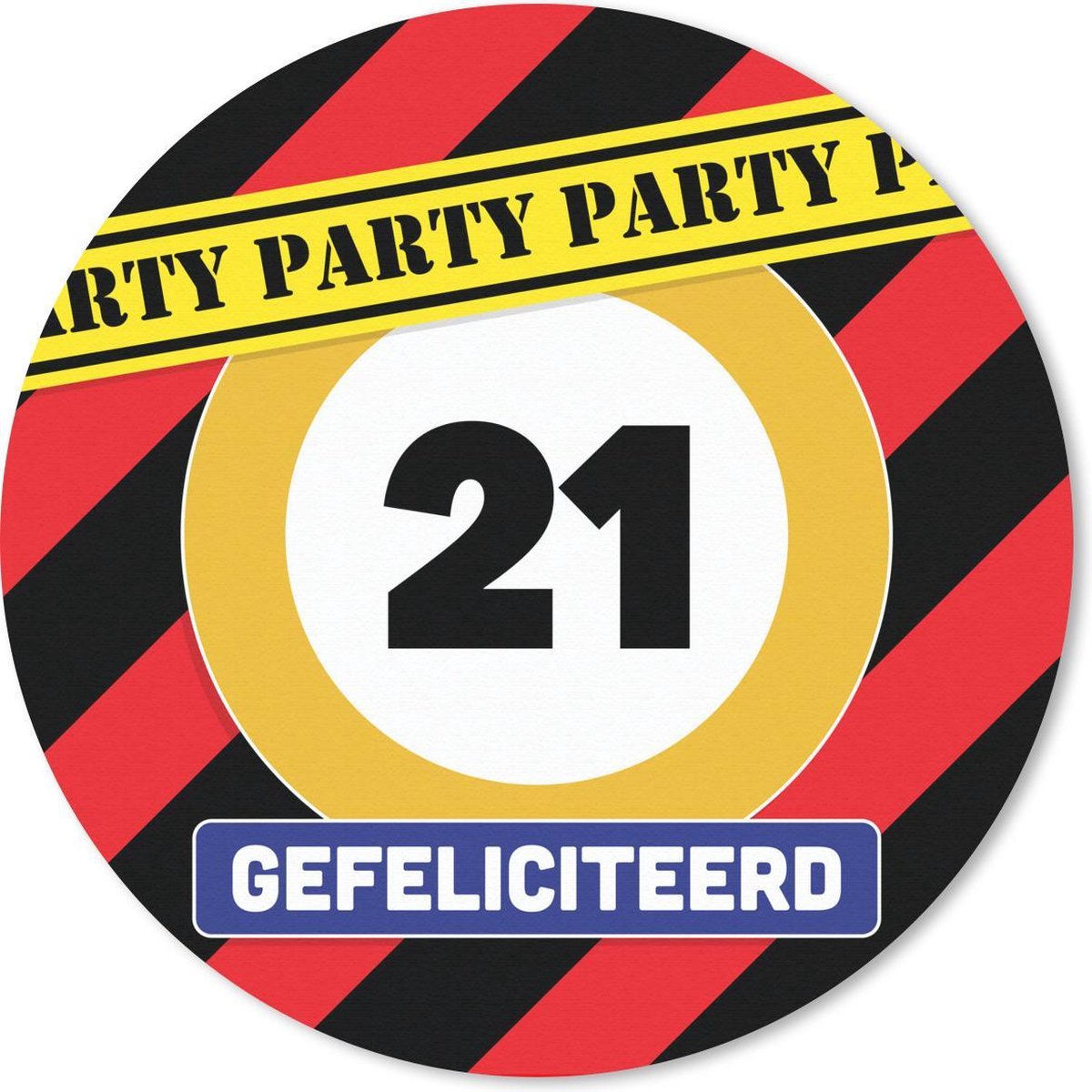Muismat rond 20x20 cm - Mousepad Jubileum - Verjaardag - 21 Jaar - Ronde muismatten