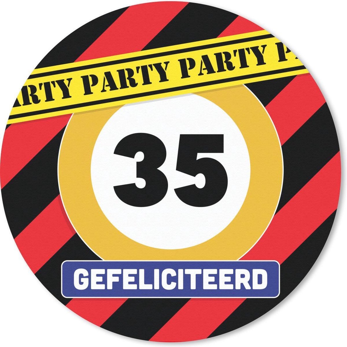 Muismat rond 30x30 cm - Mousepad Verjaardag - Verkeersbord - Feest - Ronde muismatten
