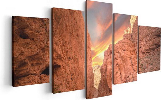 Artaza Canvas Schilderij Vijfluik Todghakloof Rivier in Atlas, Marokko - 100x50 - Foto Op Canvas - Canvas Print