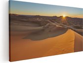 Artaza Canvas Schilderij Woestijn in de Sahara met een Opkomende Zon - 40x20 - Klein - Foto Op Canvas - Canvas Print