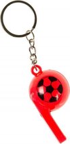 sleutelhanger voetbalfluitje 6 cm rood