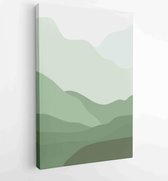 Canvas schilderij - Earth tones landscapes backgrounds set with moon and sun. Abstract Arts design for wall framed prints, canvas prints, poster, home decor, cover, wallpaper. 4 -