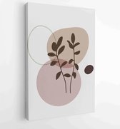 Canvas schilderij - Botanical wall art vector set. Earth tone boho foliage line art drawing with abstract shape. 4 -    – 1866300574 - 40-30 Vertical