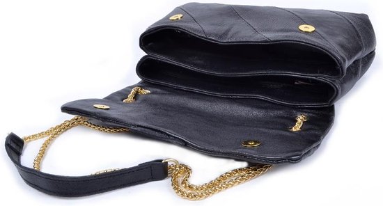 Sac à bandoulière métallique Rainbow XL - Cuir véritable - Made in Italy - NOIR