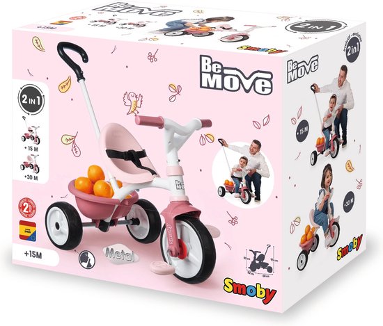 Smoby Be Move Roze - Driewieler met duwstang - SMOBY