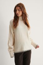 Na-kd High Neck Knitted Sweater Truien & vesten - Gebroken wit