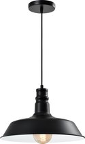 QUVIO Hanglamp retro - Lampen - Plafondlamp - Verlichting - Verlichting plafondlampen - Keukenverlichting - Lamp - Vintage - E27 Fitting - Met 1 lichtpunt - Voor binnen - Aluminium - D 36 cm - Zwart en wit