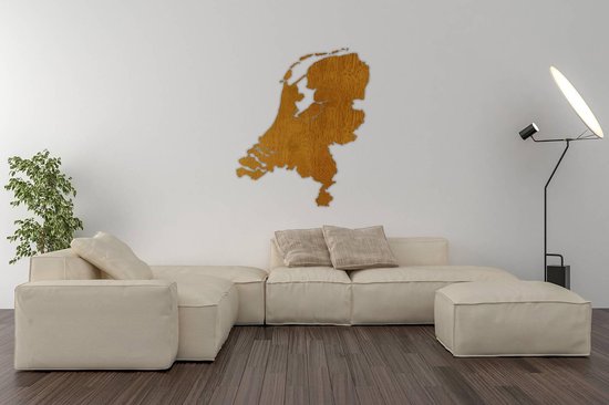Modderig vegetarisch piramide Landkaart Nederland - Egaal - Warm hout - 100 x 60 cm - Houten  wanddecoratie -... | bol.com