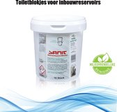 SANIT - 10 x Reinigingsblokken - Toiletblokken inbouwreservoir - Stortbakblokken - Halfjaar verpakking - Gebrit - Grohe - StarBlueDisc - TECE- PureBasic
