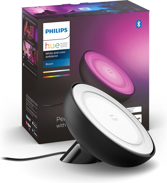 Philips Hue Bloom Tafellamp - White and Color Ambiance - Gëintegreerd LED - Zwart - 7,1W - Bluetooth