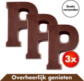 3 Kleine Chocoladeletters van de letter P van In Round – 3 x 40 gram – 120 gram Melkchocolade Letters – Chocoladeletter – Chocolade Letter – Sint en Piet – Sinterklaas Letterreep –