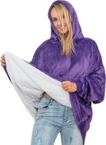 Smileify® Fleece Deken - Plaid Met Mouwen - Hoodie Deken Blanket - Oodie - Snuggie - Paars