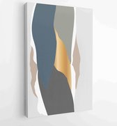 Canvas schilderij - Earth tones landscapes backgrounds set with moon and sun. Abstract Plant Art design for print, cover, wallpaper, Minimal and natural wall art. 3 -    – 18331508