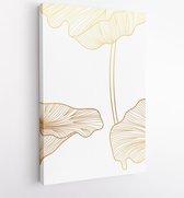 Canvas schilderij - Luxury lutus cover design collection. Lotus Hand drawn abstract line arts in trendy linear style vector illustration. 2 -    – 1798672837 - 50*40 Vertical