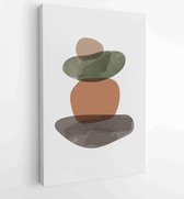 Canvas schilderij - Foliage line art drawing with abstract shape. Abstract rock Art design for print, cover, wallpaper, Minimal and natural wall art. 1 -    – 1823785541 - 50*40 Ve
