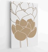Canvas schilderij - Lotus flower Foliage line art drawing with abstract shape. Abstract Plant Art design for print, cover, wallpaper, Minimal and natural wall art. 4 -    – 1820081