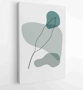 Canvas schilderij - Foliage line art drawing with abstract shape. Abstract Plant Art design for print, cover, wallpaper, Minimal and natural wall art. 2 -    – 1813395304 - 50*40 V