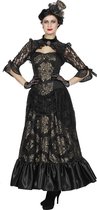 Wilbers - Middeleeuwen & Renaissance Kostuum - Britse Victoriaanse Freule Jane Eyre - Vrouw - zwart - Maat 42 - Carnavalskleding - Verkleedkleding