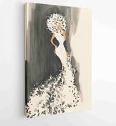 Canvas schilderij - Elegant lady. fashion illustration. watercolor painting -  Productnummer 1751084774 - 80*60 Vertical