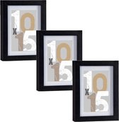 3x stuks houten fotolijst zwart geschikt voor een foto van 10 x 15 cm of 13 x 18 cm