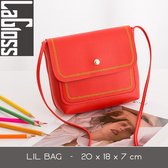 Lagloss Fashion Bag Tas Mode Rood - Klein Modisch Vierkant Tasje - Type Lil Bag - Stiksels SchouderTas - 20x15x6 cm
