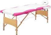 Everest Massagetafel inklapbaar 2 zones hout wit en roze