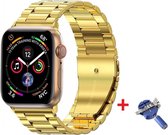 Luxe Metalen Armband Geschikt Voor Apple Watch Series 1/2/3/4/5/6//7/SE 42/44/45 mm Horloge Bandje - 42mm/44mm/45mm iWatch Schakel Polsband Strap RVS - Met Horlogeband Inkortset -