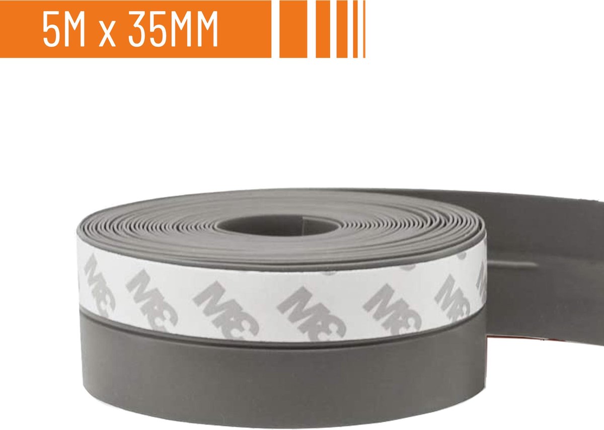 Simple Fix Tochtstrip - 500cm x 3.5cm - Tochtstrips voor Deuren - Tochtstopper - Tochtrol - Tochtband - Tochthond - Zelfklevend en Isolerend - Grijs