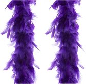 2x stuks carnaval verkleed veren Boa kleur paars 2 meter - Verkleedkleding accessoire