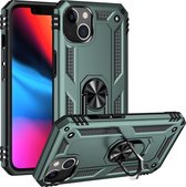 Hoesje iPhone 13 Pro - Groen - Met magneet en standaard - Hard case - Shockproof